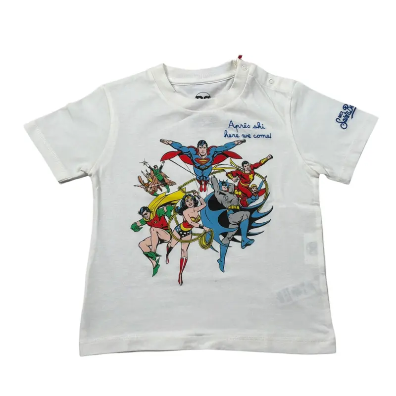 Saint Barth T-Shirt Girocollo tinta unita con Stampa Bianco per Neonato