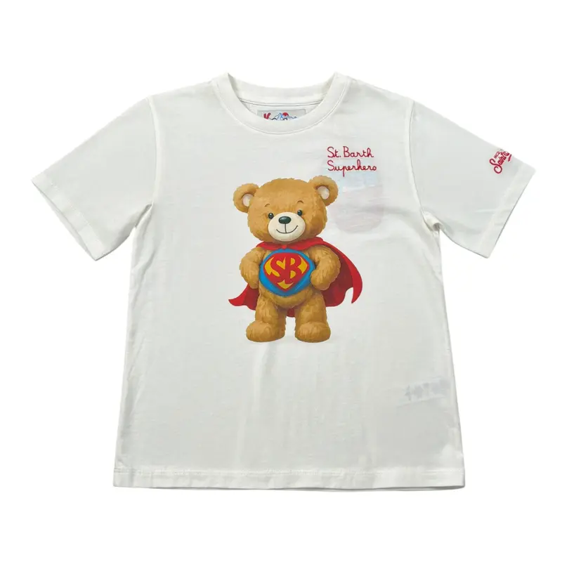 Saint Barth T-Shirt tinta unita con Stampa Bianco per Bambina