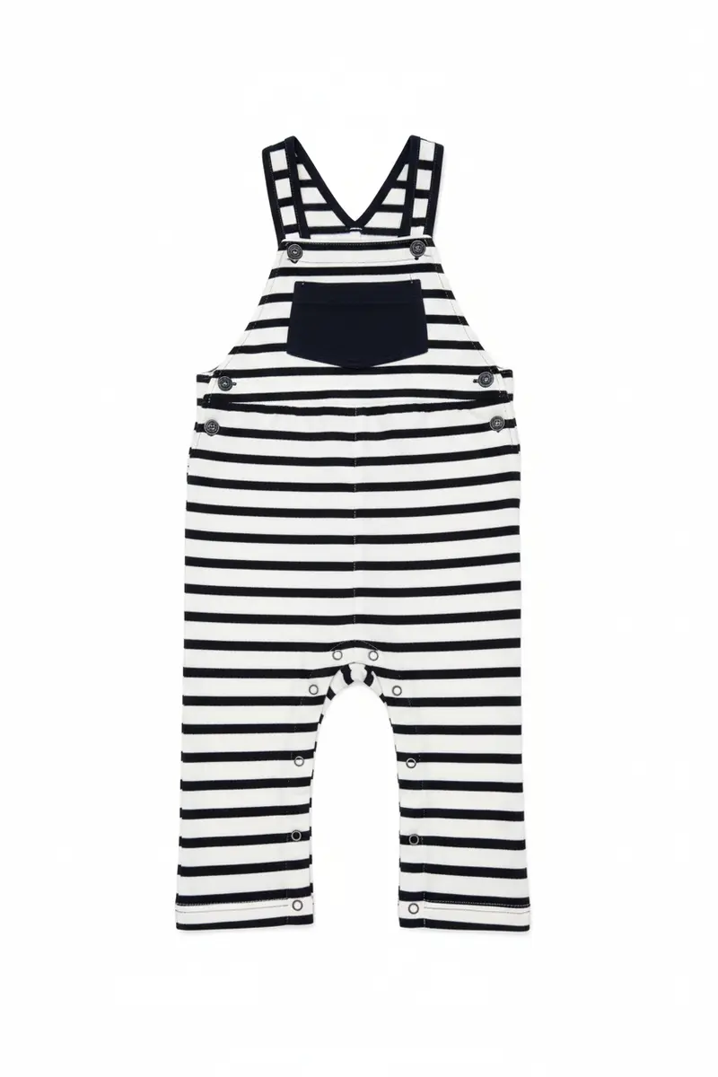 Salopette Petit Bateau righe.