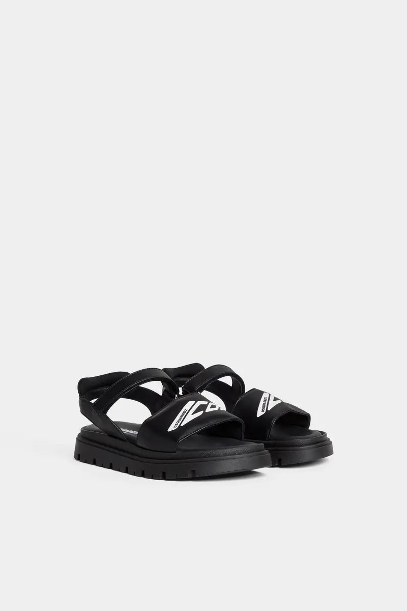 SANDALI NERO CON LOGO ICON