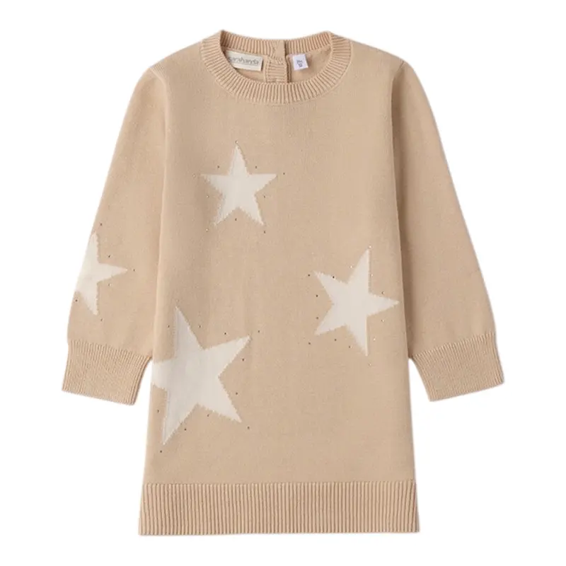 Sarabanda Abito tinta unita In Maglia Beige per Bambina