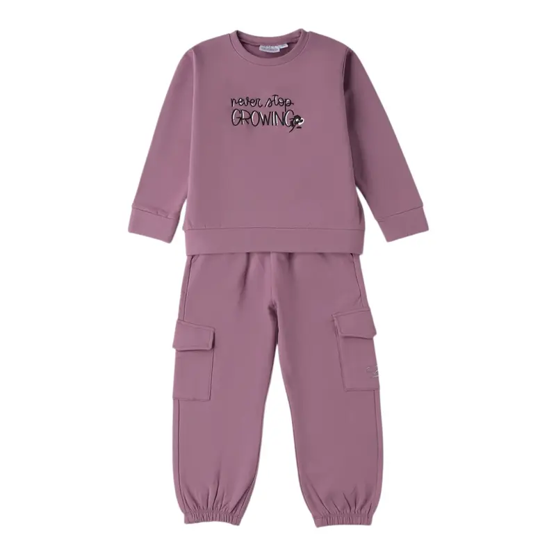 Sarabanda Completo 2Pz Felpa-Pantalone tinta unita Rosa per Neonata