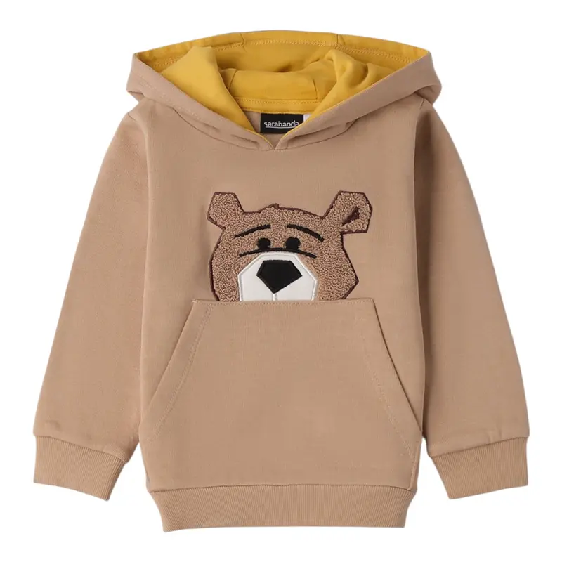 Sarabanda Felpa tinta unita con Cappuccio Beige per Bambino