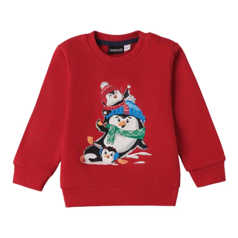 Sarabanda Felpa tinta unita Girocollo con Stampa Rosso per Bambino