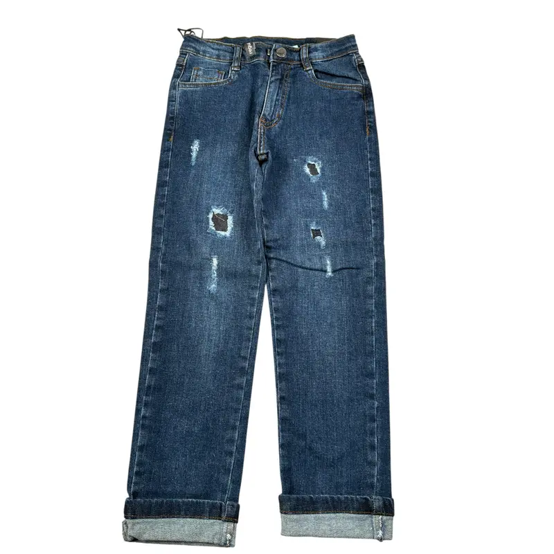 Sarabanda Jeans tinta unita con Girovita Regolabile Blu per Bambino