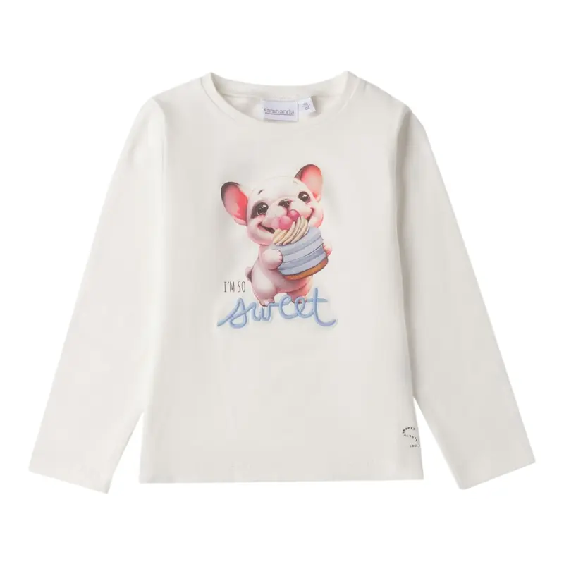 Sarabanda Shirt tinta unita con Stampa Bianco per Bambino