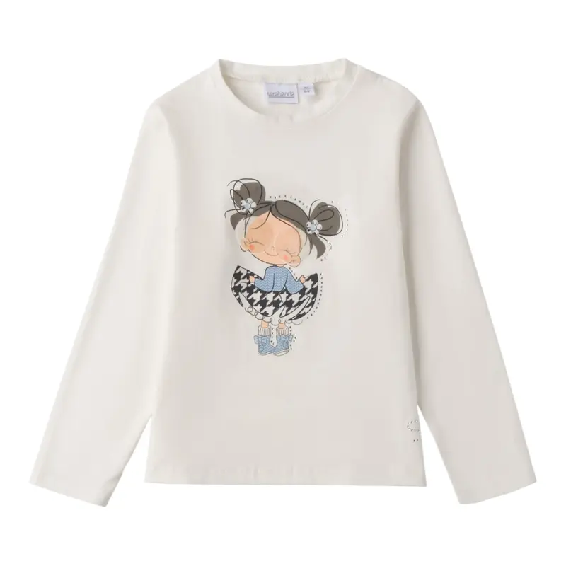 Sarabanda Shirt tinta unita con Stampa Bianco per Neonata