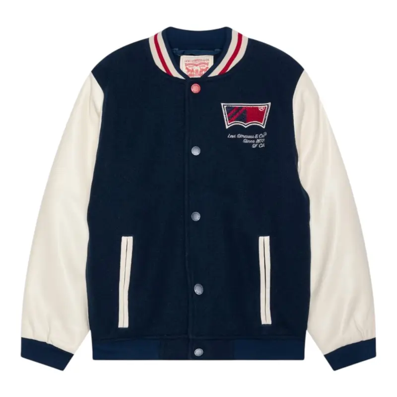 Save The Duck Giubbino College tinta unita con Maniche In Contrasto Blu per Bambino