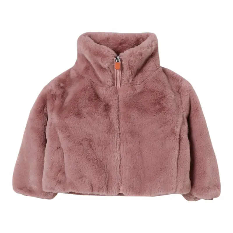 Save The Duck Giubbino Modello Crop con Pelliccia Reversibile Rosa per Bambina