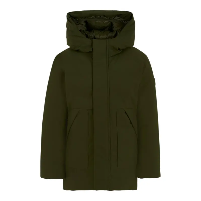 Save The Duck Giubbino tinta unita con Cappuccio E Zip Verde per Bambino