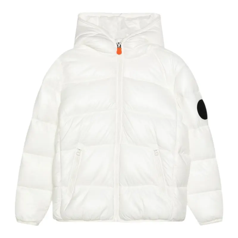 Save The Duck Giubbino tinta unita con Zip E Cappuccio Bianco per Bambino