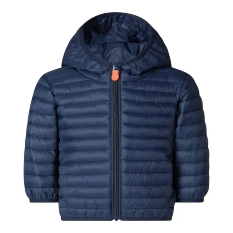 Save The Duck Giubbino tinta unita con Zip E Cappuccio Blu per Neonato