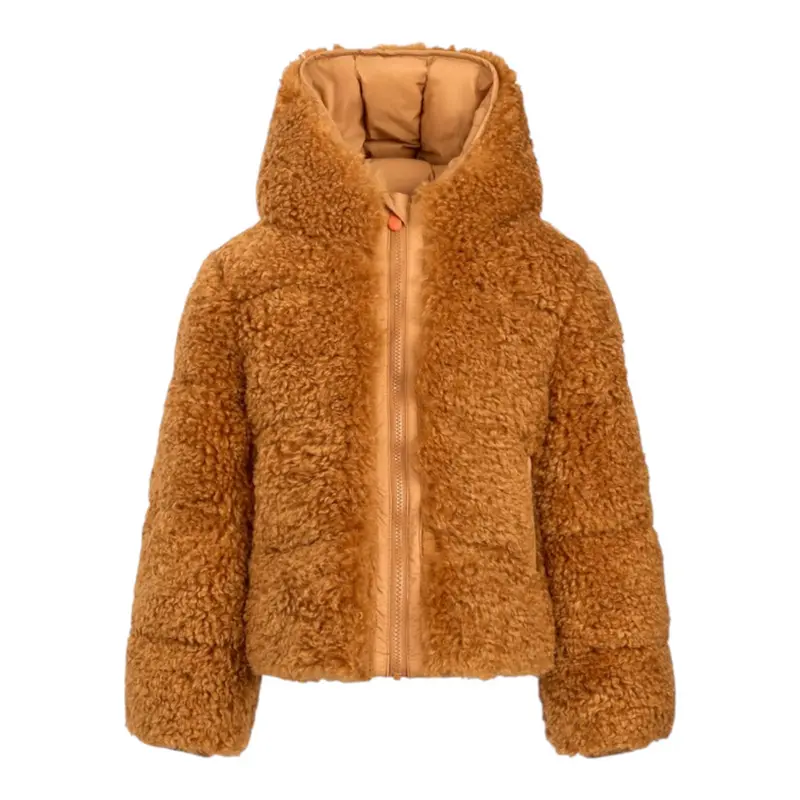Save The Duck Giubbino tinta unita con Zip E Cappuccio Cammello per Bambino