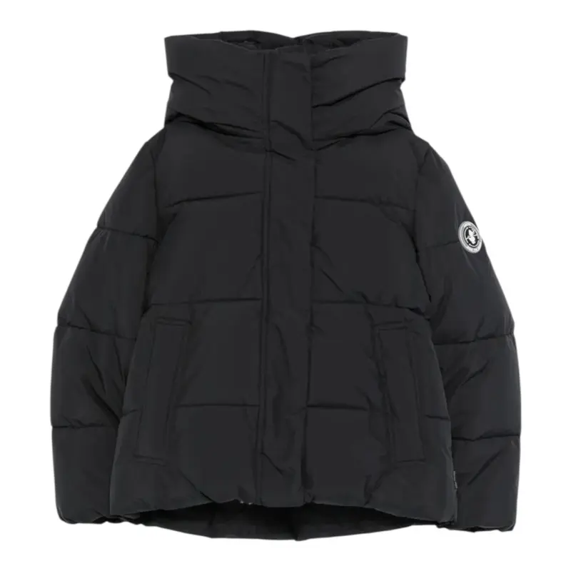 Save The Duck Giubbino tinta unita con Zip E Cappuccio Nero per Bambino