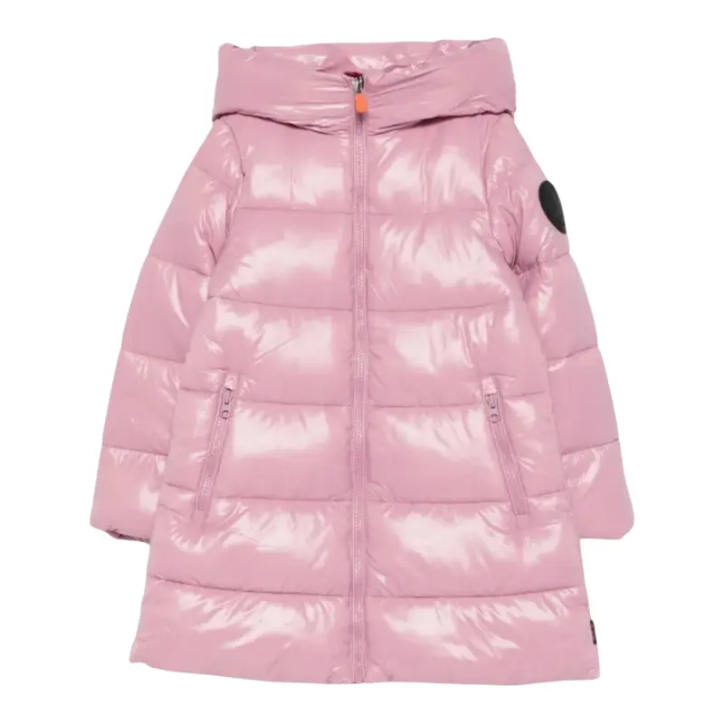 Save The Duck Giubbino tinta unita con Zip E Cappuccio Rosa per Neonata