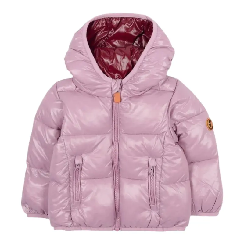Save The Duck Giubbino tinta unita con Zip E Cappuccio Rosa per Neonata