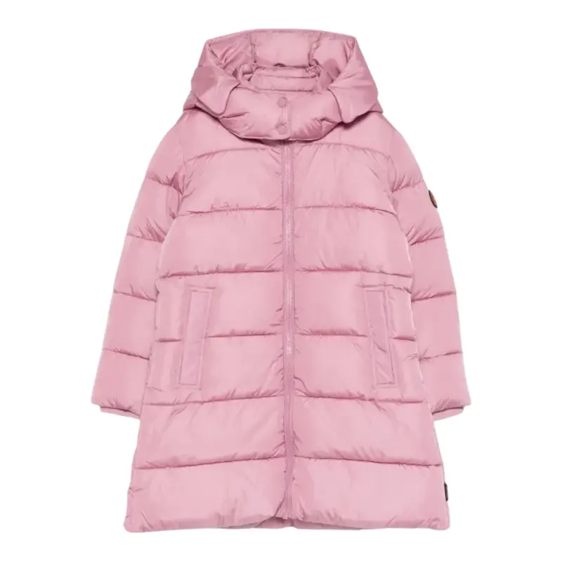 Save The Duck Giubbino tinta unita con Zip E Cappuccio Rosa per Neonata