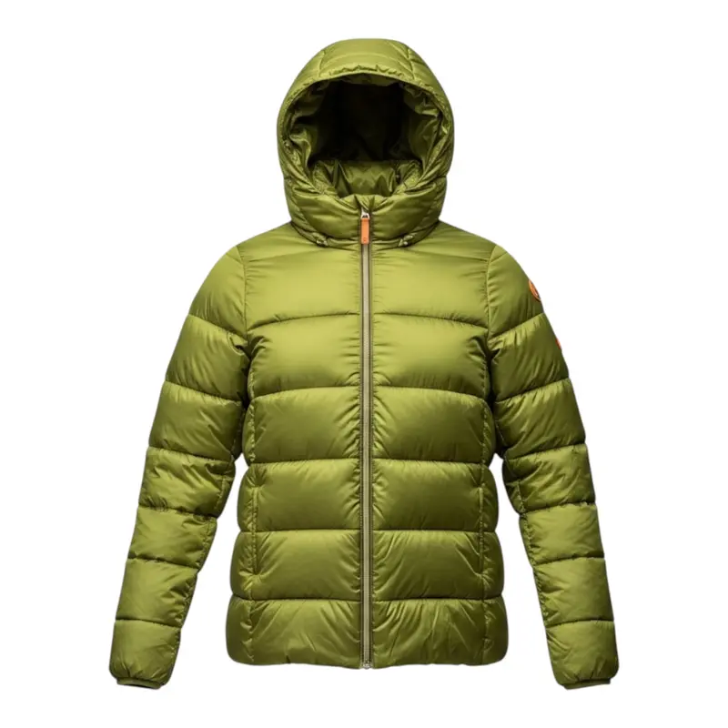 Save The Duck Giubbino tinta unita con Zip E Cappuccio Verde per Bambino