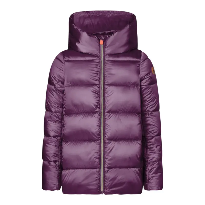 Save The Duck Giubbino tinta unita con Zip E Cappuccio Viola per Bambina
