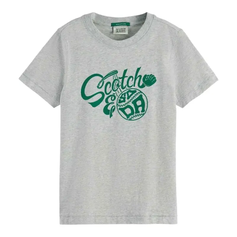 Scotch & Soda T-Shirt tinta unita con Stampa Grigio per Bambino