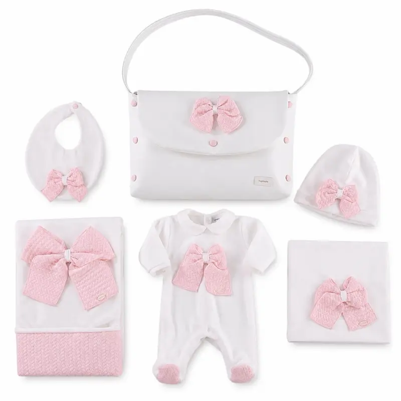 Set 6 Pezzi Borsa Fiocco + Corredino Nascita in Ciniglia – Hophoplà