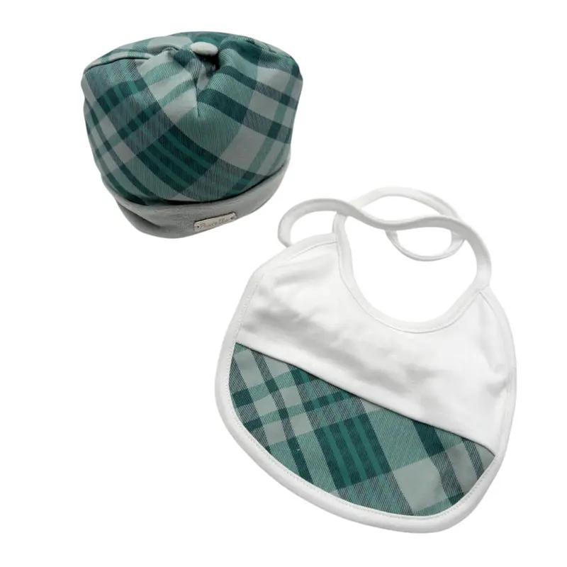 Set Cappello in ciniglia + Bavetta caldo cotone Pastello 0/3 Mesi