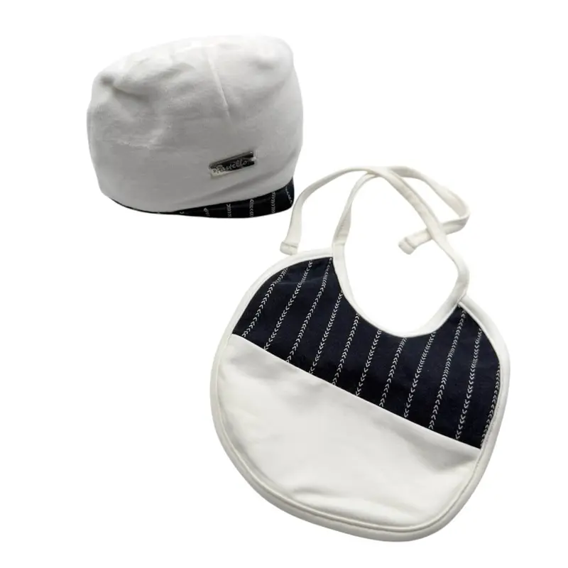 Set Cappello in ciniglia + Bavetta caldo cotone Pastello 0/3 Mesi