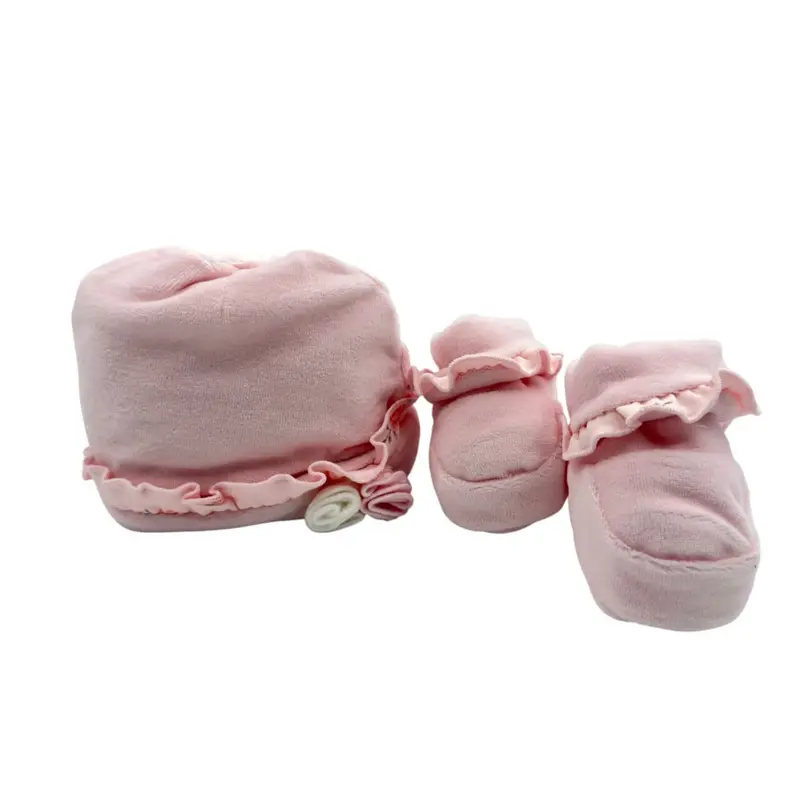 Set Cappello + Scarpe in ciniglia Pastello 0/3 Mesi