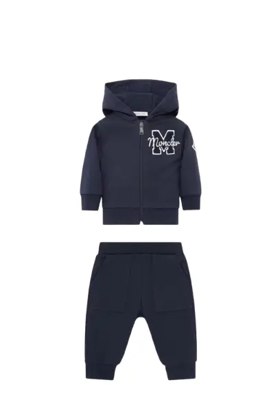 Set di tuta in cotone con logo ricamato in pile effetto teddy
