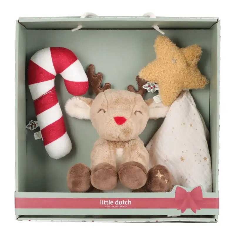 Set regalo con dudù, renna e bastoncino di zucchero sonaglio