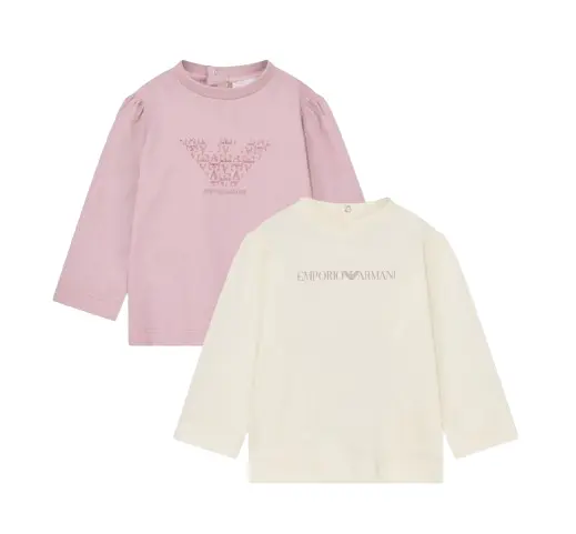 Set T-shirt in jersey di cotone a maniche lunghe