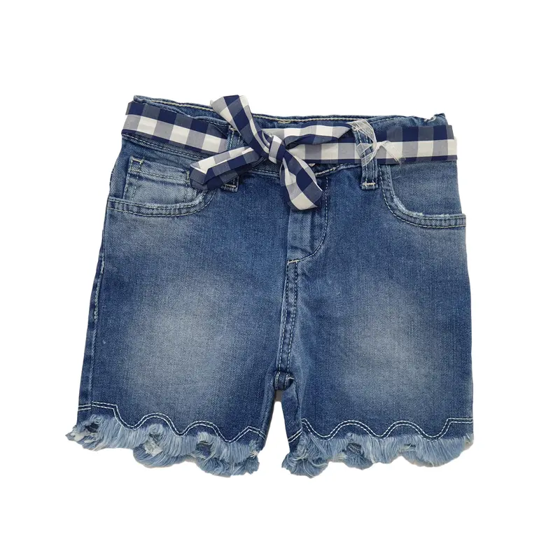 Short bambina in jeans con foulard su cinta