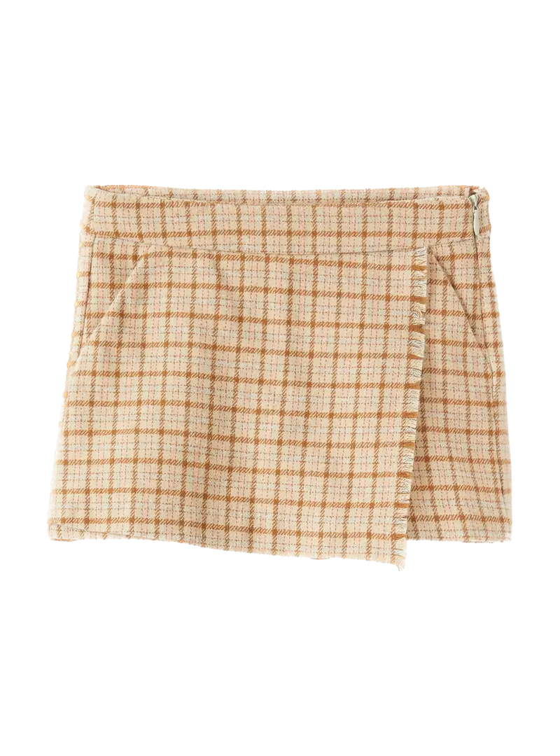 Shorts a quadretti con frange