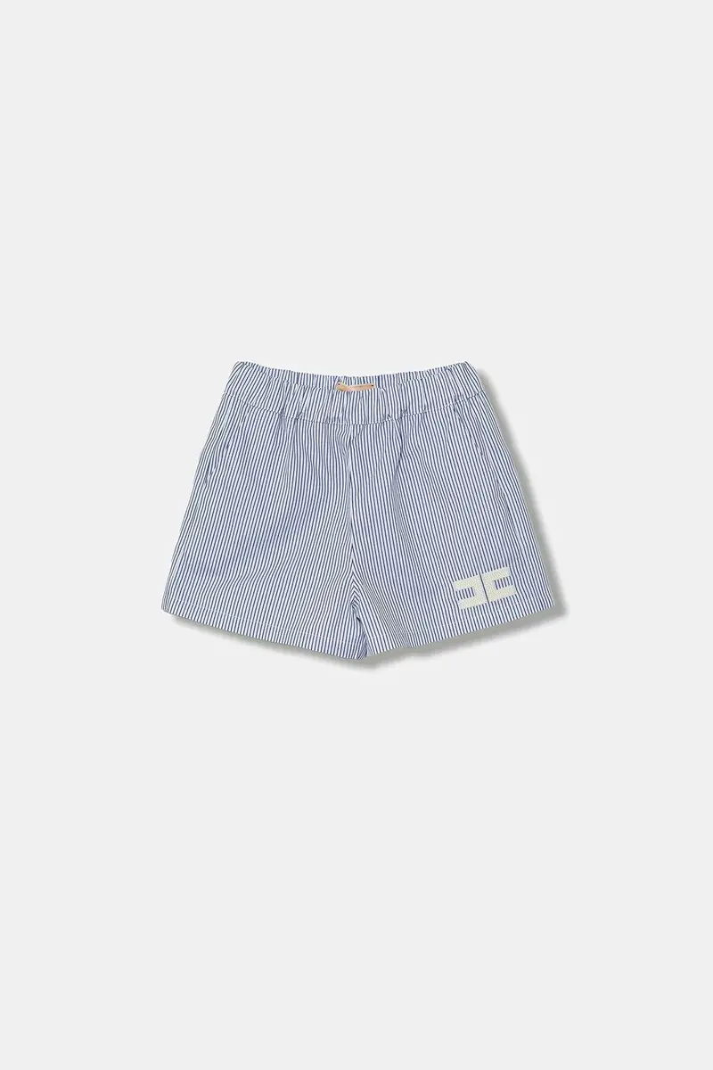 SHORTS A RIGHE BIANCO E AZZURRO CON LOGO RICAMATO ELISABETTA FRANCHI