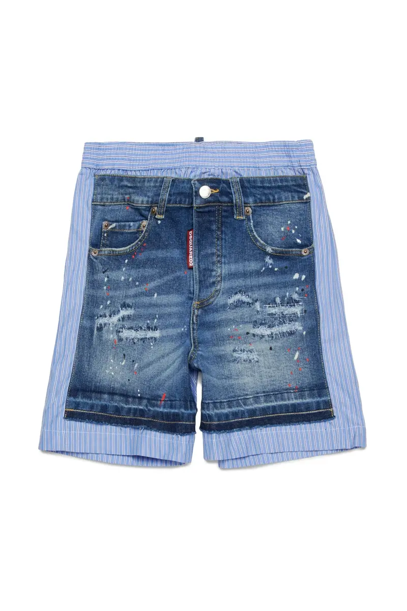 SHORTS A RIGHE CON INSERTO DENIM DSQUARED2