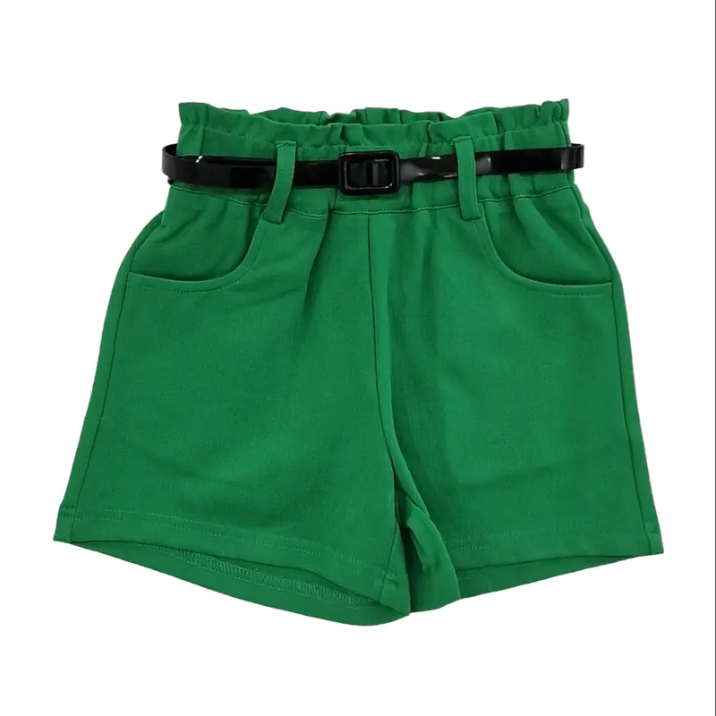 Shorts bambina in tessuto con cintura