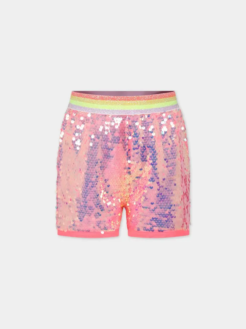 SHORTS CASUAL ROSA PER BAMBINA CON PAIETTES BILLIEBLUSH