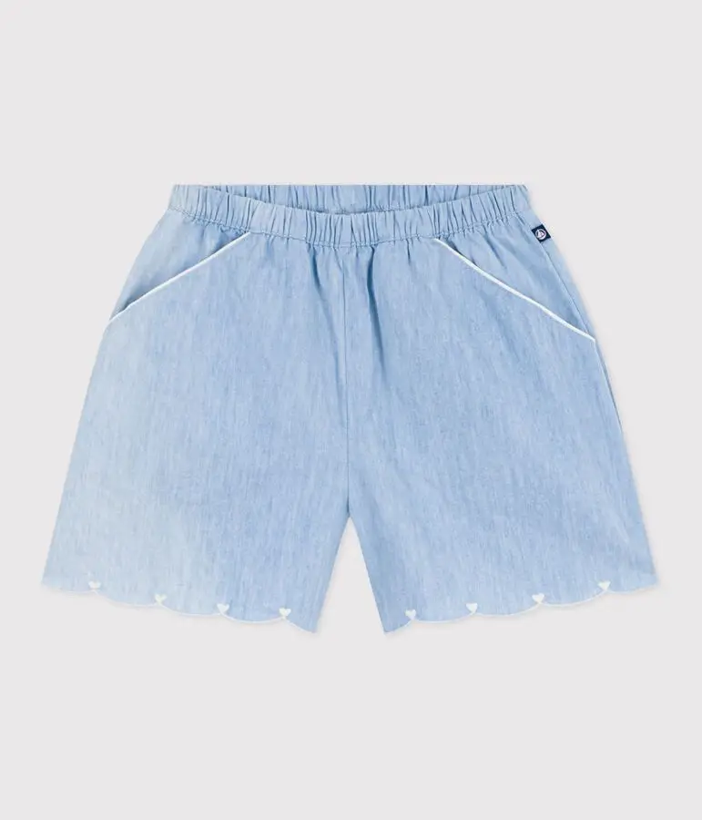 Shorts in cotone tinta unita bambina
