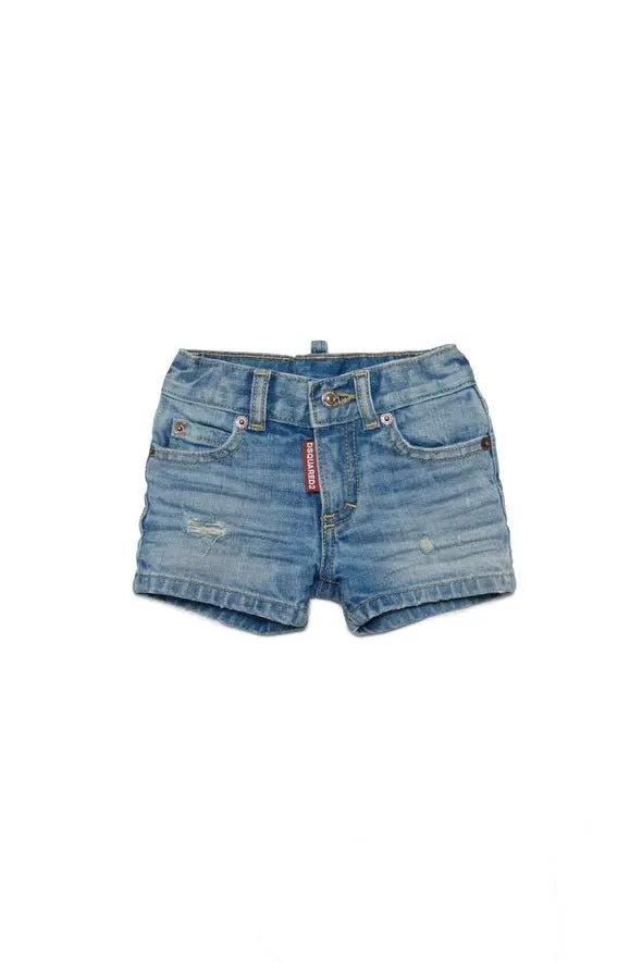 SHORTS IN DENIM CHIARO CON ROTTURE DSQUARED2