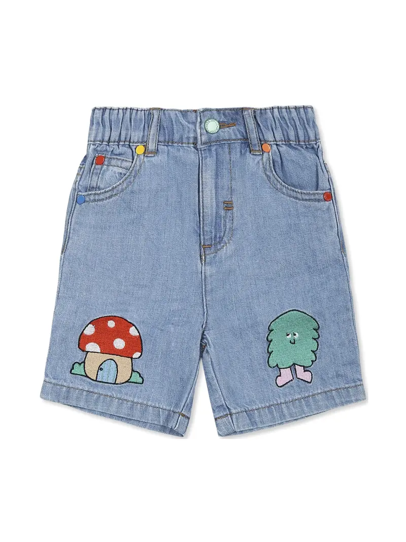 SHORTS IN DENIM CON FANTASIA STELLA MCCARTNEY