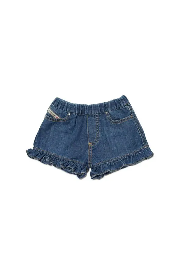 SHORTS IN DENIM CON ROUCHES