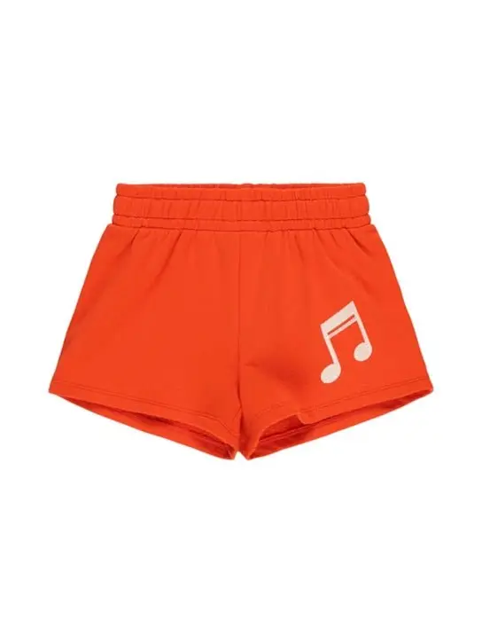 SHORTS IN FELPA ARANCIO CON NOTA MUSICALE MINI RODINI