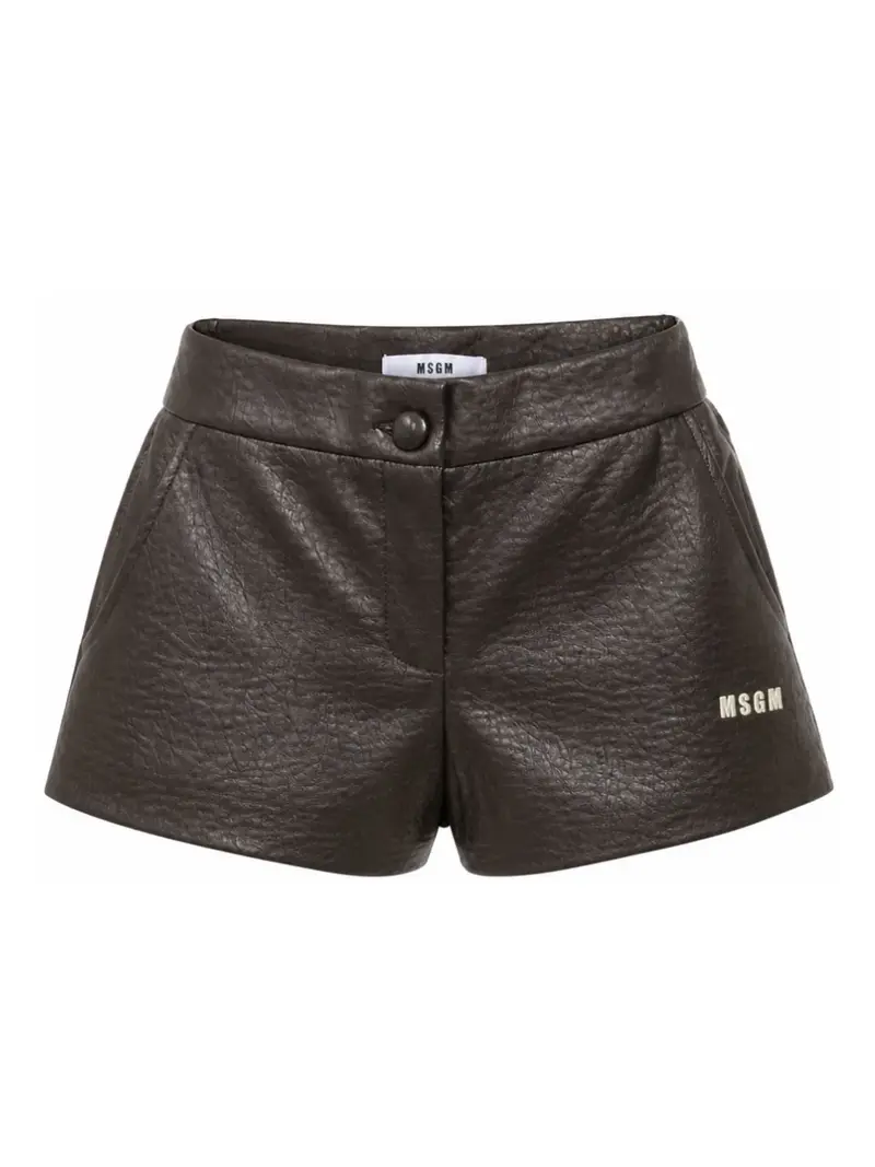 SHORTS MARRONE CON LOGO BIANCO MSGM