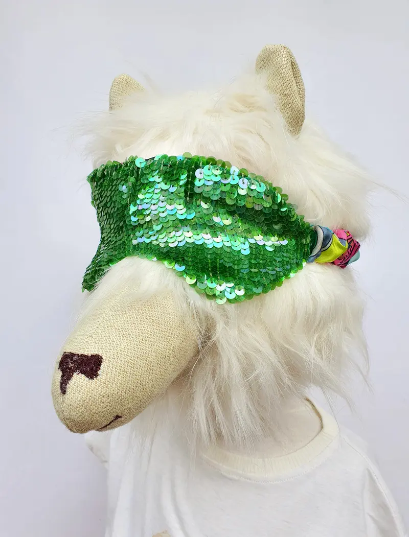 Silk Sleeping Mask with Green Sparkling Sequins