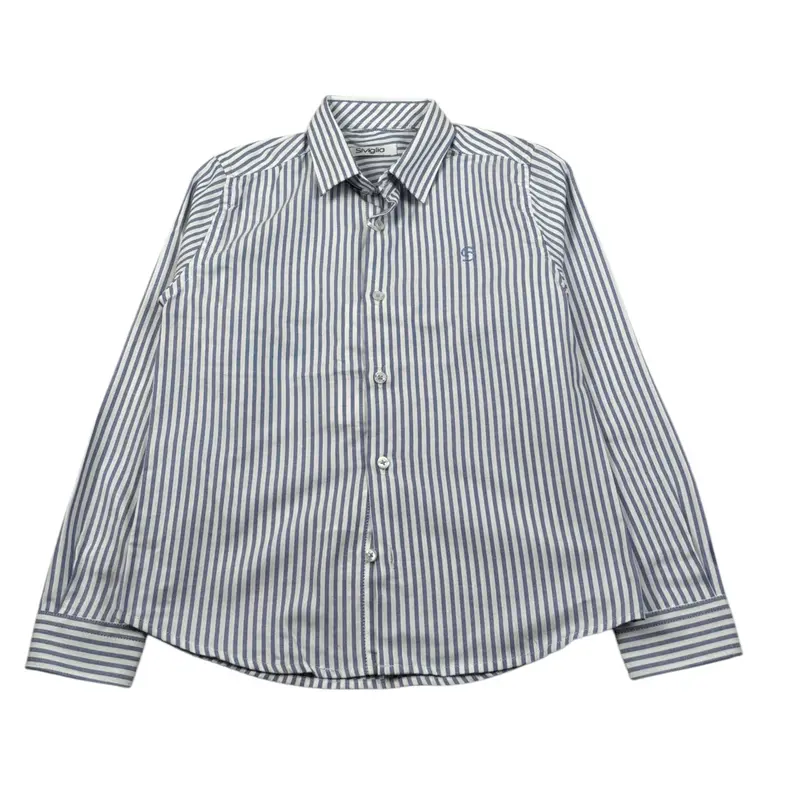 Siviglia Camicia Manica Lunga Fantasia A Righe Bianco/Blu per Bambino