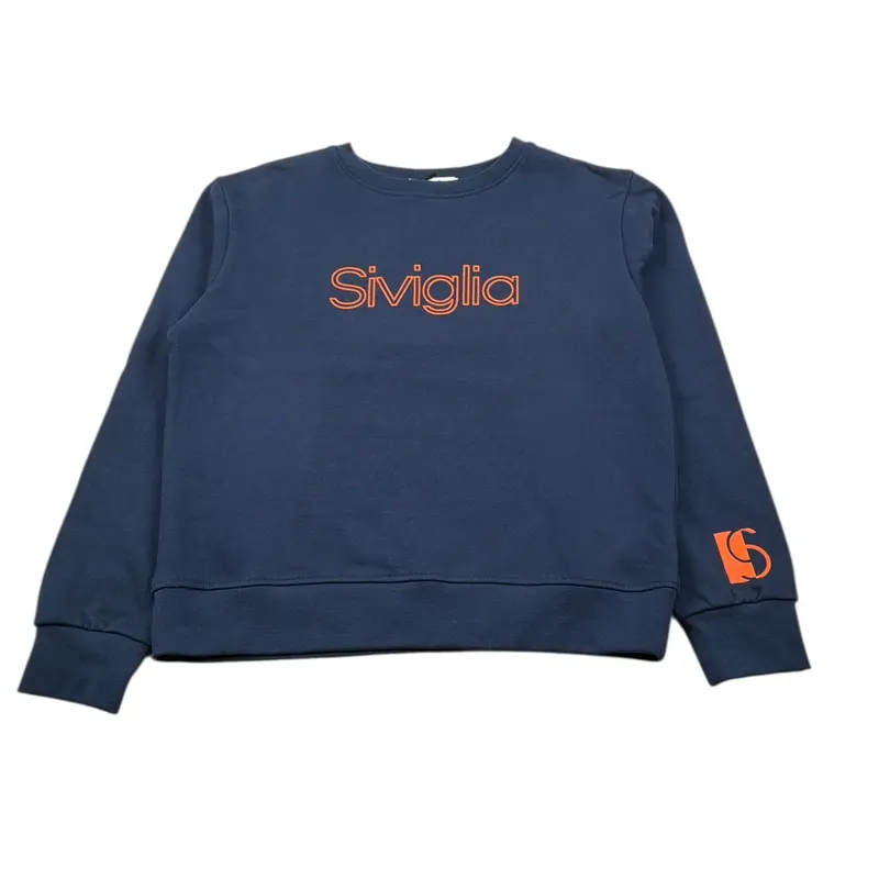 Siviglia Felpa Chiusa Girocollo tinta unita con Logo Blu per Bambino