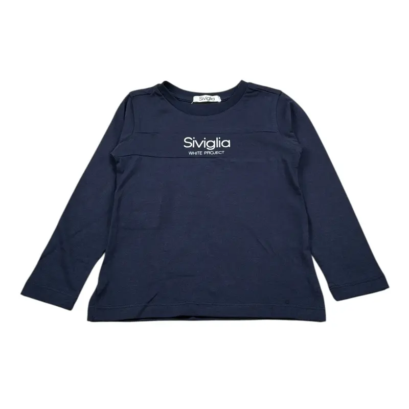 Siviglia Shirt Girocollo tinta unita con Logo Blu per Bambino