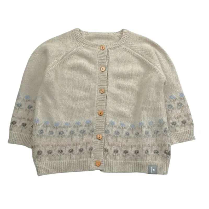 Snug Cardigan tinta unita con Bottoni E Stampa Beige per Neonata