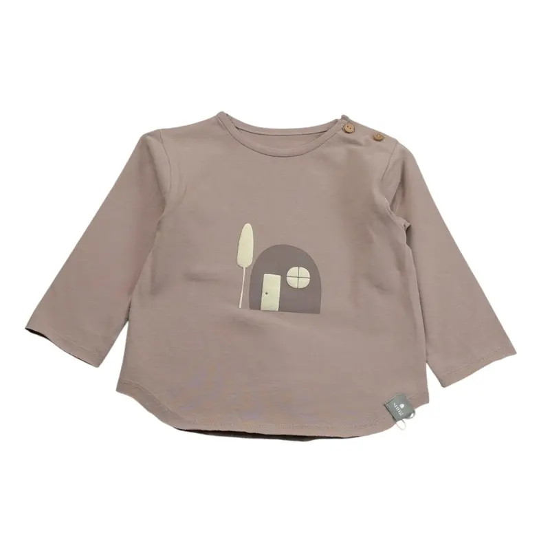 Snug Shirt Girocollo tinta unita con Stampa Rosa per Neonata