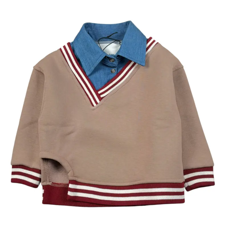 So Twee By Miss Grant Maglia tinta unita con Finta Camicia Beige per Bambina
